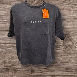 YoungLA Charcoal Tee Youngla Simple Letter T-Shirt Gym Unisex Oversize